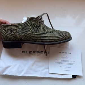 Brand new! Robert Clergerie Green Raffia Oxfords